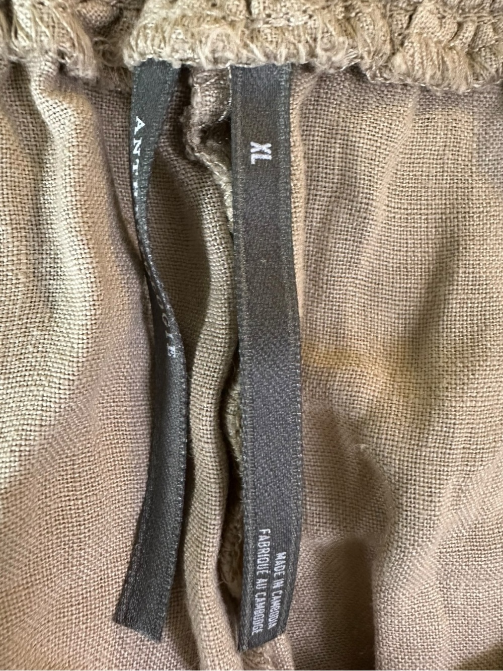 Anthropologie Ruched Linen Wide Leg Parachute Pants Beige Size XL NWT LagenLook - Picture 8 of 11